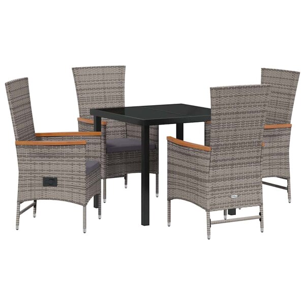 vidaXL Ensemble de salle à manger pour jardin 5 Pièces Gris Poly rotin