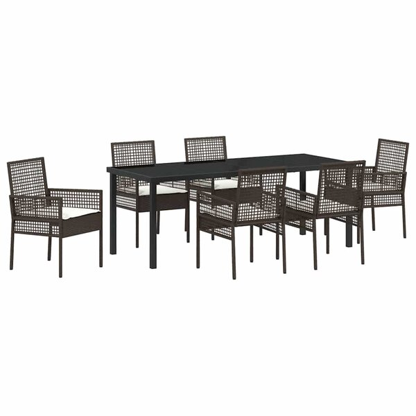 vidaXL Ensemble de salle à manger pour jardin 7 Pièces Marron polyrotin