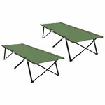 vidaXL Lit de camping pliant 2 pc Vert 206 x 76 x 74 cm