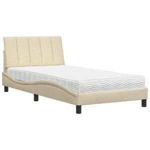 vidaXL Lit avec matelas crème 100x200 cm tissu