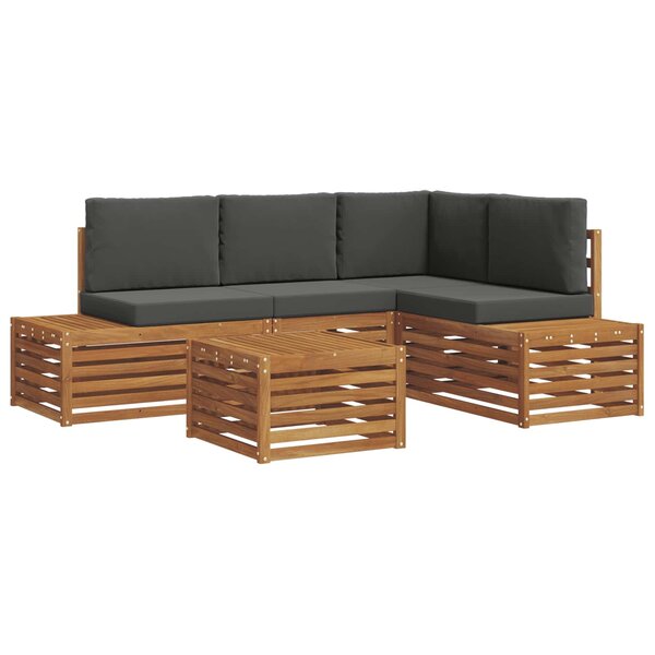 vidaXL Ensemble de canapés d'extérieur Naturel et Anthracite