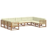 vidaXL Ensemble de canapés d'extérieur 9 Pièces Naturel et Crème