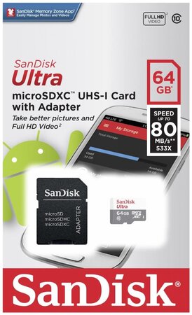 Sandisk sandisk ultra android microsdxc 64 go + adaptateur sd