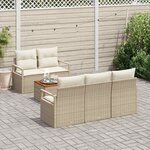 vidaXL Ensemble de canapé de jardin 6 Pièces Beige Poly rotin