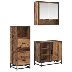 vidaXL Ensemble de mobilier de salle de bain 3 Pièces Bois Ancien