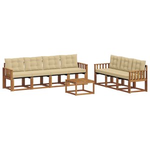 vidaXL Ensemble de canapés d'extérieur 8 pc Naturel et Beige