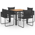 vidaXL Salon de jardin 5 Pièces PVC Résine tressée Noir et marron