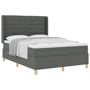 vidaXL Lit à ressorts avec matelas Gris foncé 140 x 200 cm tissu