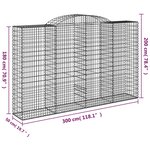 vidaXL Paniers à gabions arqués 3 Pièces 300x50x180/200 cm fer galvanisé