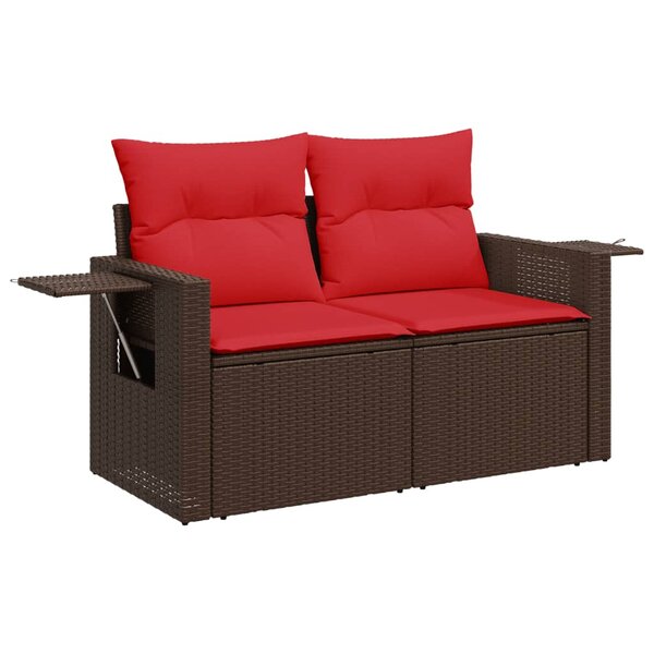 vidaXL Canapé de jardin avec coussins 2 places en résine tressée marron