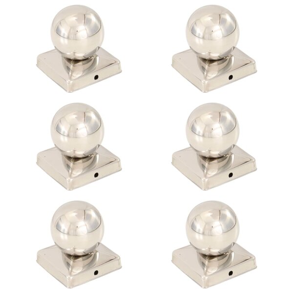 vidaXL Bouchons de poteau 6 Pièces Globe final Acier inoxydable 101x101mm