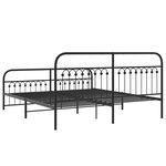 vidaXL Cadre de lit métal sans matelas avec pied de lit noir 183x213cm