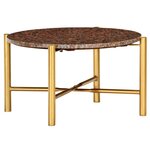 vidaXL Table basse Marron 60x60x35 cm Pierre véritable texture marbre