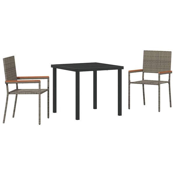vidaXL Ensemble de salle à manger pour jardin 3 Pièces Gris Poly rotin
