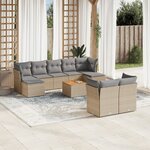 vidaXL Salon de jardin avec coussins 10 Pièces beige résine tressée