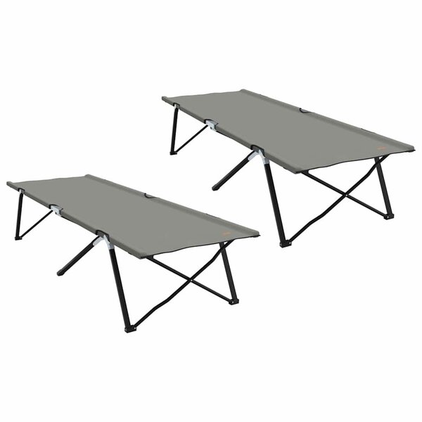 vidaXL Lit de camping pliant 2 Pièces Gris 206 x 76 x 74 cm