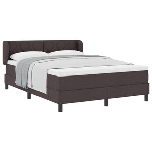vidaXL Lit à ressorts avec matelas Marron foncé 160 x 200 cm tissu