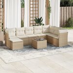 vidaXL Salon de jardin avec coussins 9 Pièces beige résine tressée