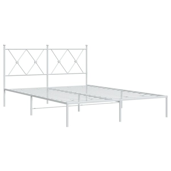 vidaXL Cadre de lit métal avec tête de lit blanc 140x190 cm