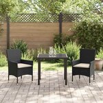 vidaXL Ensemble de salle à manger pour jardin 3 Pièces Noir Poly rotin