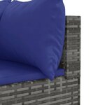 vidaXL Salon de jardin 4 Pièces avec coussins Gris Résine tressée