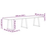 vidaXL Table à manger avec bord naturel 320x80x74 cm bois massif chêne