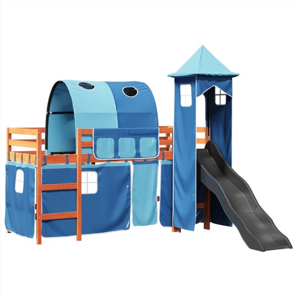 vidaXL Lit mezzanine enfants avec tour bleu 80x200cm bois pin massif