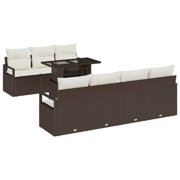 vidaXL Ensemble de canapé de jardin 8 Pièces Marron Poly rotin