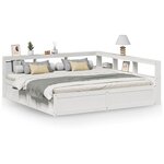 vidaXL Lit bibliothèque sans matelas blanc 200x200 cm bois pin massif