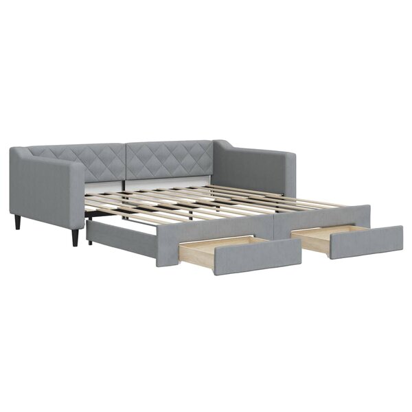 vidaXL Lit de jour avec lit gigogne et tiroirs 100x190 cm tissu