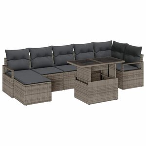 vidaXL Ensemble de canapé de jardin 8 Pièces Gris Poly rotin