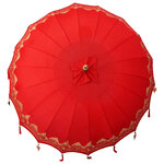 vidaXL Parasol balinais 260 Rouge 210-220 cm Coton et bois massif