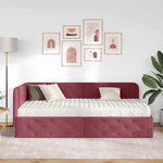 vidaXL Cadre de lit d'angle avec matelas Bordeaux 90 x 190 cm tissu