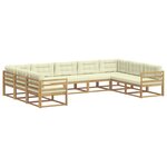 vidaXL Ensemble de canapés d'extérieur 9 pc Blanc et crème