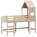 vidaXL Lit superposé et échelle et toit 90x190 cm bois de pin massif