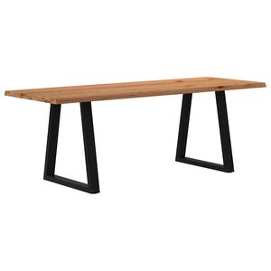 vidaXL Table à manger avec bord naturel 220x80x74 cm bois massif chêne
