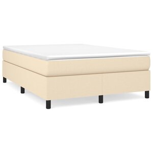 vidaXL Sommier à lattes de lit avec matelas Crème 140x200 cm Tissu