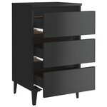 vidaXL Tables de chevet pieds en métal 2 Pièces Noir brillant 40x35x69 cm