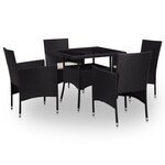 Vidaxl mobilier à dîner d'extérieur 5 pcs noir résine tressée et verre