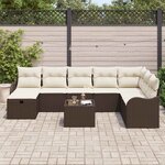 vidaXL Ensemble de canapé de jardin 9 Pièces Marron Poly rotin