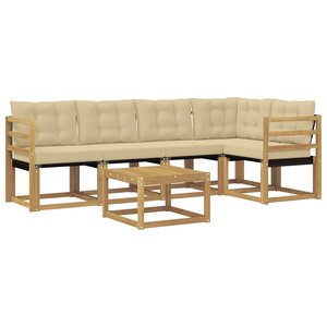 vidaXL Ensemble de canapés d'extérieur 6 Pièces Blanc et Beige