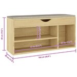 vidaXL Banc à chaussures avec coussin Chêne Sonoma Bois d'ingénierie