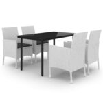 vidaXL Mobilier à dîner de jardin coussins 5 Pièces Résine tressée Verre