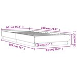 vidaXL Cadre de lit avec lumières LED sonoma gris 90x190 cm
