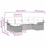 vidaXL Ensemble de Canapé de Jardin de 6 Pièces avec Coussins Noir Poly Rotin