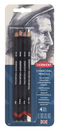 Crayon fusain Derwent Charcoal 4 pièces