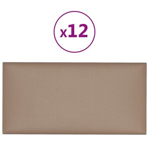vidaXL Panneaux muraux 12 Pièces Cappuccino 30x15 cm Similicuir 0 54 m²