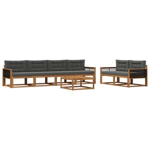 vidaXL Ensemble de canapés d'extérieur 7 Pièces Naturel et Anthracite