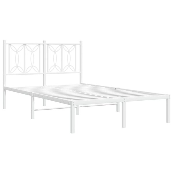 vidaXL Cadre de lit métal avec tête de lit blanc 120x190 cm