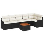 vidaXL Ensemble de canapé de jardin 7 Pièces Noir Poly rotin